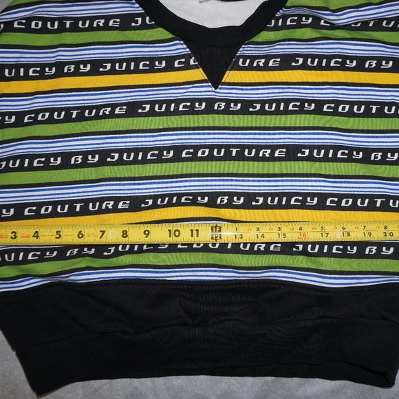 JUICY COUTURE Racer Stripe French terry sweatshirt LARGE relaxed crop B-30 - Picture 7 of 9